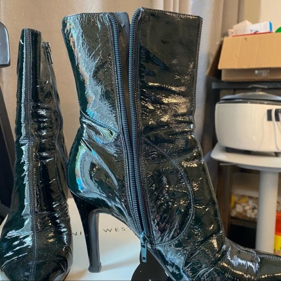 Nine West Ankle Boots in Dark Green Patent Leather - Picture 2 of 10